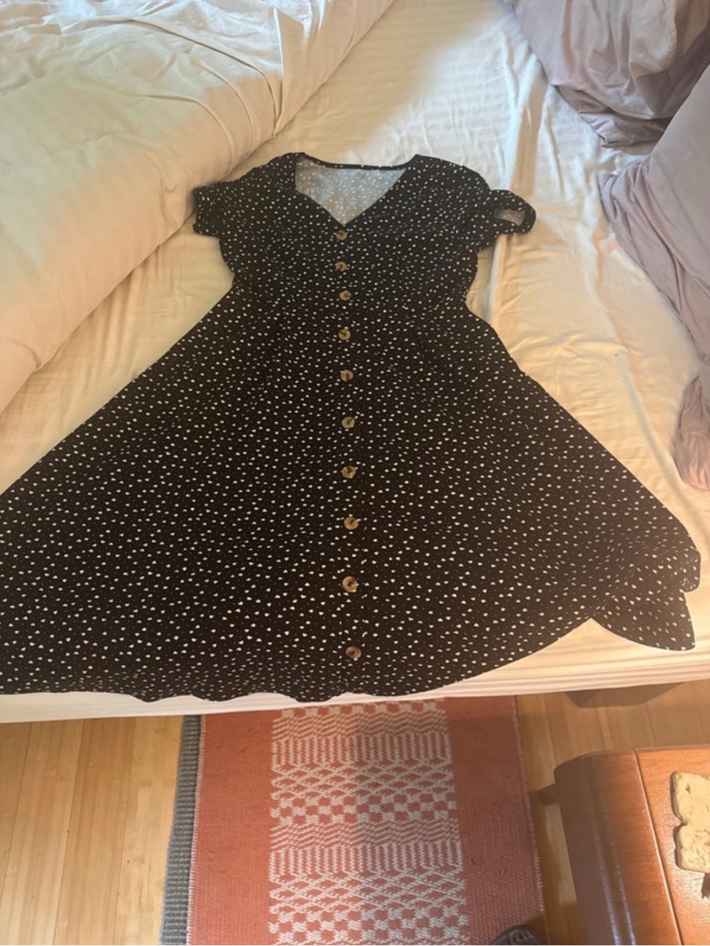 SHEIN Black Polka Dot Midi Dress